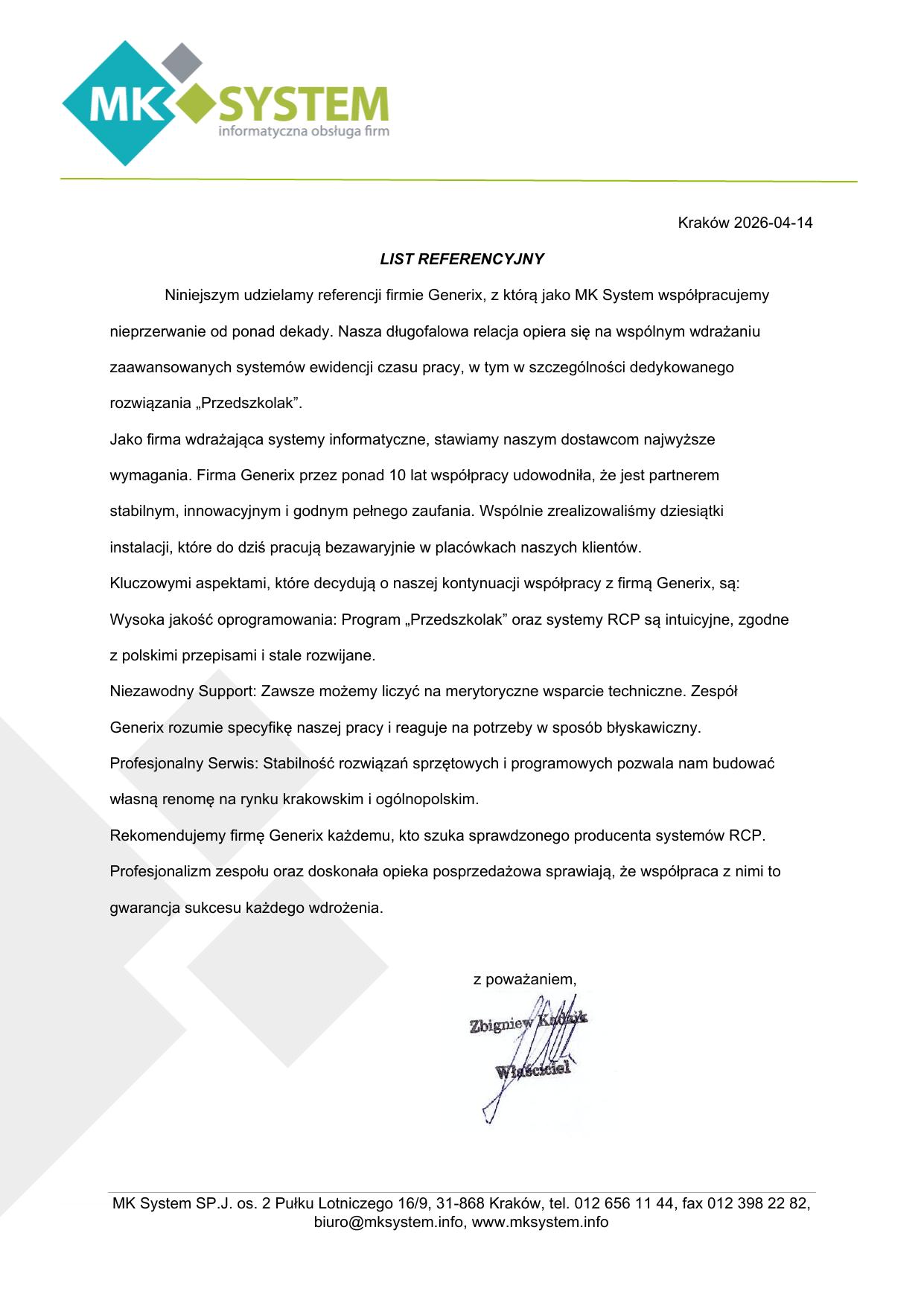 Referencja MK System